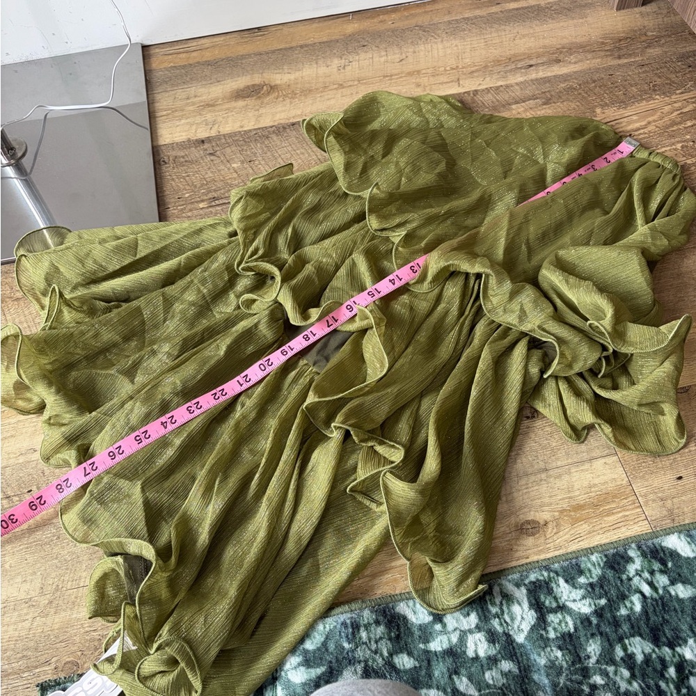 Missguided Green Metallic Tiered Ruffle Mini Dress - Picture 9 of 11